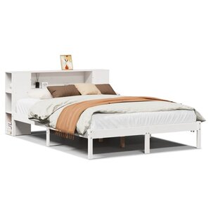 vidaXL Lit bibliothèque sans matelas blanc 140x190 cm bois pin massif