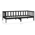 vidaXL Lit Noir Bois de pin massif 90x200 cm