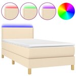 vidaXL Sommier à lattes de lit avec matelas LED Crème 80x200 cm Tissu
