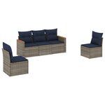 vidaXL Salon de jardin 5 Pièces avec coussins gris résine tressée