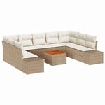 vidaXL Ensemble de canapé de jardin 10 Pièces Beige  blanc