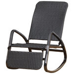 Rocking chair fauteuil à bascule style cosy dossier repose-pied réglable résine tressée 4 fils imitation rotin noir