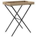 vidaXL Table à plateau pliable beige 65x40x75 cm résine tressée
