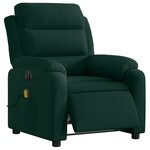vidaXL Fauteuil inclinable de massage électrique vert foncé velours