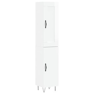 vidaXL Buffet haut Blanc brillant 34 5x34x180 cm Bois d'ingénierie