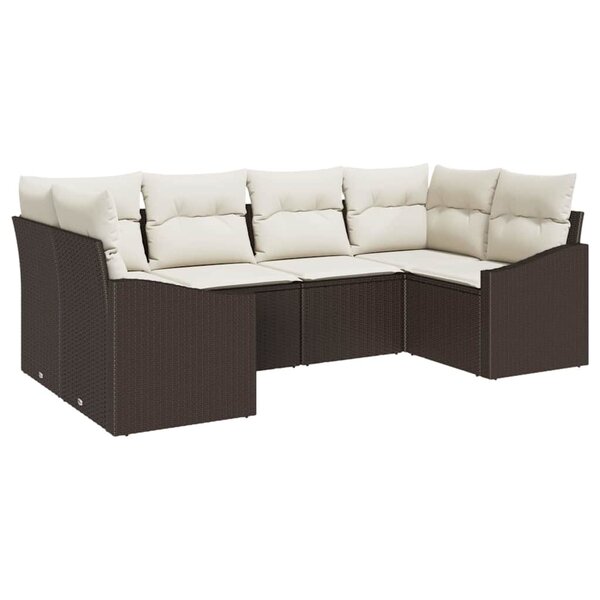 vidaXL Ensemble de canapé de jardin avec coussin 6 Pièces Marron  Crème