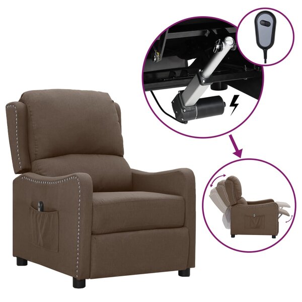 vidaXL Fauteuil inclinable électrique Taupe Tissu