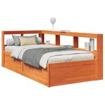 vidaXL Lit bibliothèque sans matelas cire marron 100x200 cm pin massif