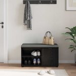 vidaXL Banc d'entrée avec coussin Uni Chêne noir 80 x 38 x 46 cm