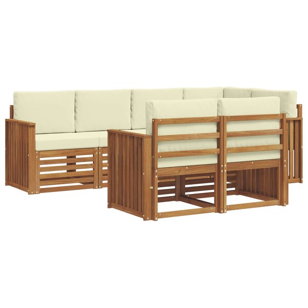 vidaXL Ensemble de canapés d'extérieur 7 pc Naturel et Crème Polyester