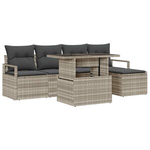 vidaXL Ensemble de canapé de jardin 6 pc Gris clair polyrotin