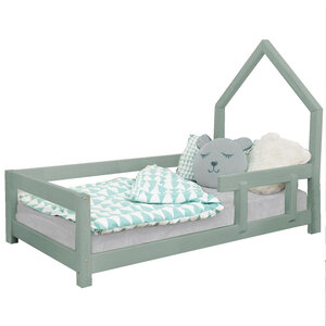 Lit cabane enfant POPPI 90 x 160 vert sauge 1