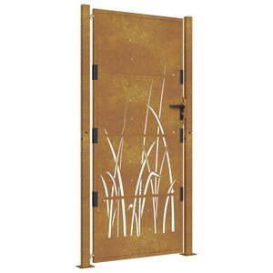 vidaXL Portail de jardin 105x205 cm acier corten conception d'herbe