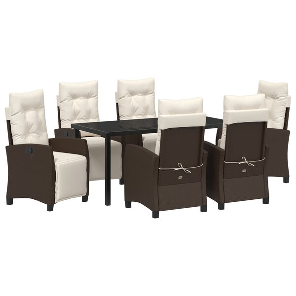 vidaXL Ensemble de salle à manger de jardin 7 pièces en rattan poly marron