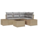 vidaXL Ensemble de canapé de jardin 5 Pièces Beige Poly rotin