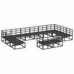 vidaXL Ensemble de canapé de jardin avec coussin 12 Pièces Noir Aluminium