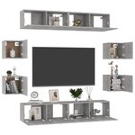 vidaXL Ensemble de meubles TV 8 Pièces Gris béton Bois d'ingénierie