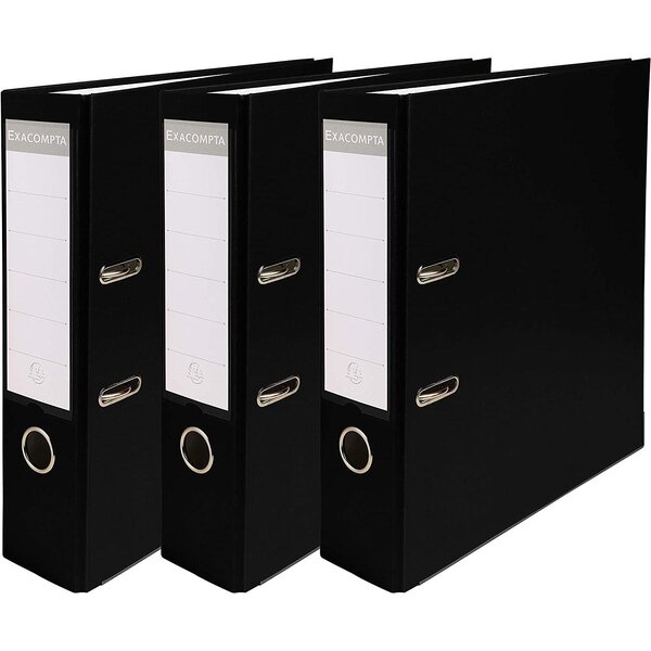 jeu de 3 classeurs à levier Premium  A4  80 mm  noir EXACOMPTA
