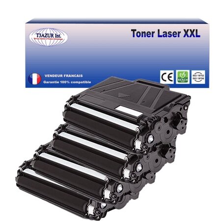 4 Toners compatibles avec Brother TN3480  - 8 000 pages - T3AZUR