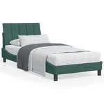vidaXL Cadre de lit avec tête de lit Vert foncé 90x200 cm Velours