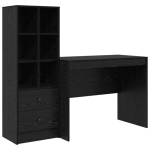 vidaXL Bureau avec rangement 2 Pièces Chêne noir 100 x 50 x 76 cm