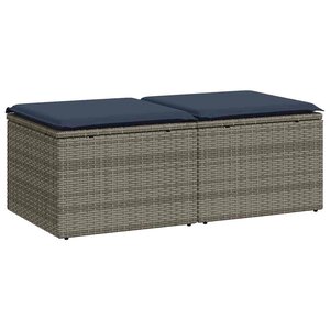 vidaXL Salon de jardin 2 Pièces avec coussins gris résine tressée acacia