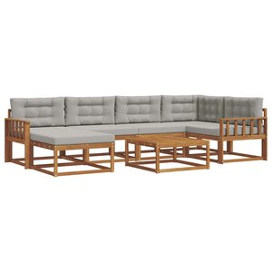 vidaXL Ensemble de canapés d'extérieur 7 Pièces Gris Naturel et Clair