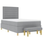 vidaXL Lit à ressorts avec matelas et banc Gris clair 120x200 cm Tissu