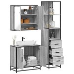 vidaXL Ensemble de meubles de salle de bain 3 Pièces Sonoma gris