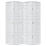 vidaXL Cloison de séparation 4 panneaux blanc bois de paulownia massif
