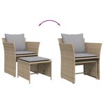 vidaXL Chaise de jardin avec tabouret beige résine tressée