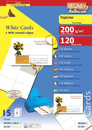 Pack 15X8 Cartes 105X70mm 'Bl' Blanc