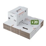 Pack and Move - Lot 20 cartons stockage - 58 x 40 x 30 cm - Poignées renforcées - 1 marqueur offert