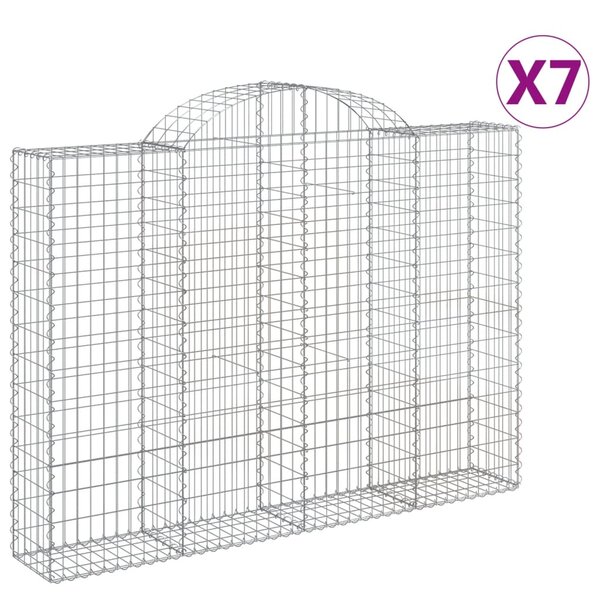 vidaXL Paniers à gabions arqués 7 Pièces 200x30x140/160 cm Fer galvanisé