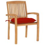 vidaXL Chaises de jardin empilables avec coussins lot de 4 Teck solide