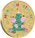 Monnaie MERRY CHRISTMAS Peppa Pig Cupronickel 1$ Tuvalu 2026 (PRÉCOMMANDE)