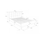 Lit double en tissu gris rembourre 160 x 200 cm