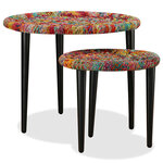 vidaXL Table basse 2 Pièces Détails tissés chindi Multicolore
