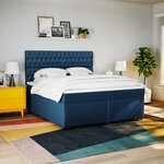vidaXL Sommier à lattes de lit avec matelas Bleu 200x200 cm Tissu