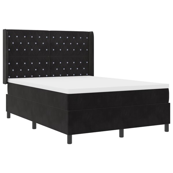 VidaXL Lit Box Spring avec Matelas et LED Noir 140x190 cm Velours