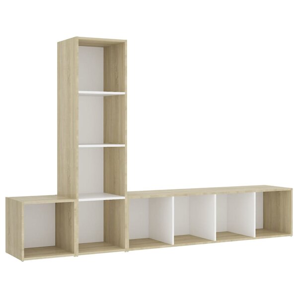 vidaXL Ensemble de meubles TV 3 Pièces Blanc chêne sonoma Bois ingénierie