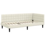 vidaXL Cadre de lit d'angle avec matelas Crème 90 x 190 cm Velours