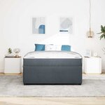 vidaXL Cadre de lit avec matelas Gris foncé 160 x 200 cm tissu