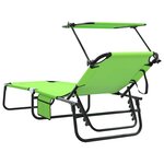 vidaXL Chaise longue pliante avec coussin Vert 56 x 190 x 81cm tissu