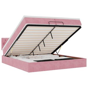 vidaXL Cadre de lit ottoman avec matelas rose 200x200 cm velours