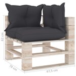 vidaXL Canapé palette de jardin 3 places et coussins bois de pin