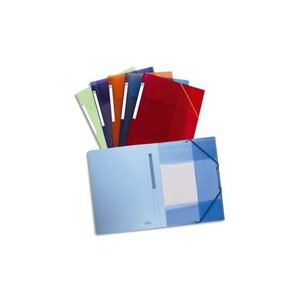 Lot de 10 chemises 3 rabats élastique PP 5/10e coloris assortis translucide ELBA