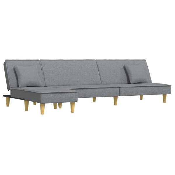 vidaXL Canapé-lit en forme de L gris clair 255x140x70 cm tissu