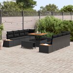 vidaXL Ensemble de canapé de jardin 11 Pièces Noir Poly rotin