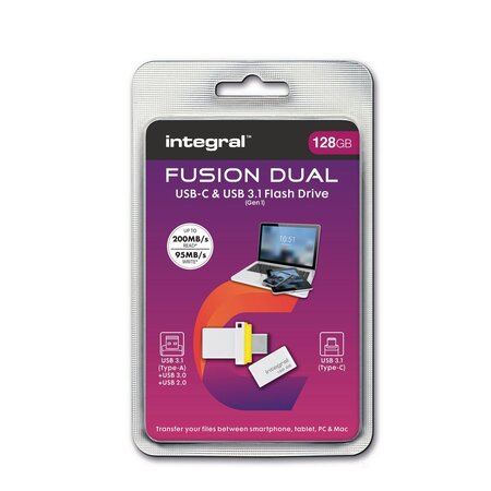 Clé USB Type-C & USB 3.0 Fusion Dual – 128GB – Blanc